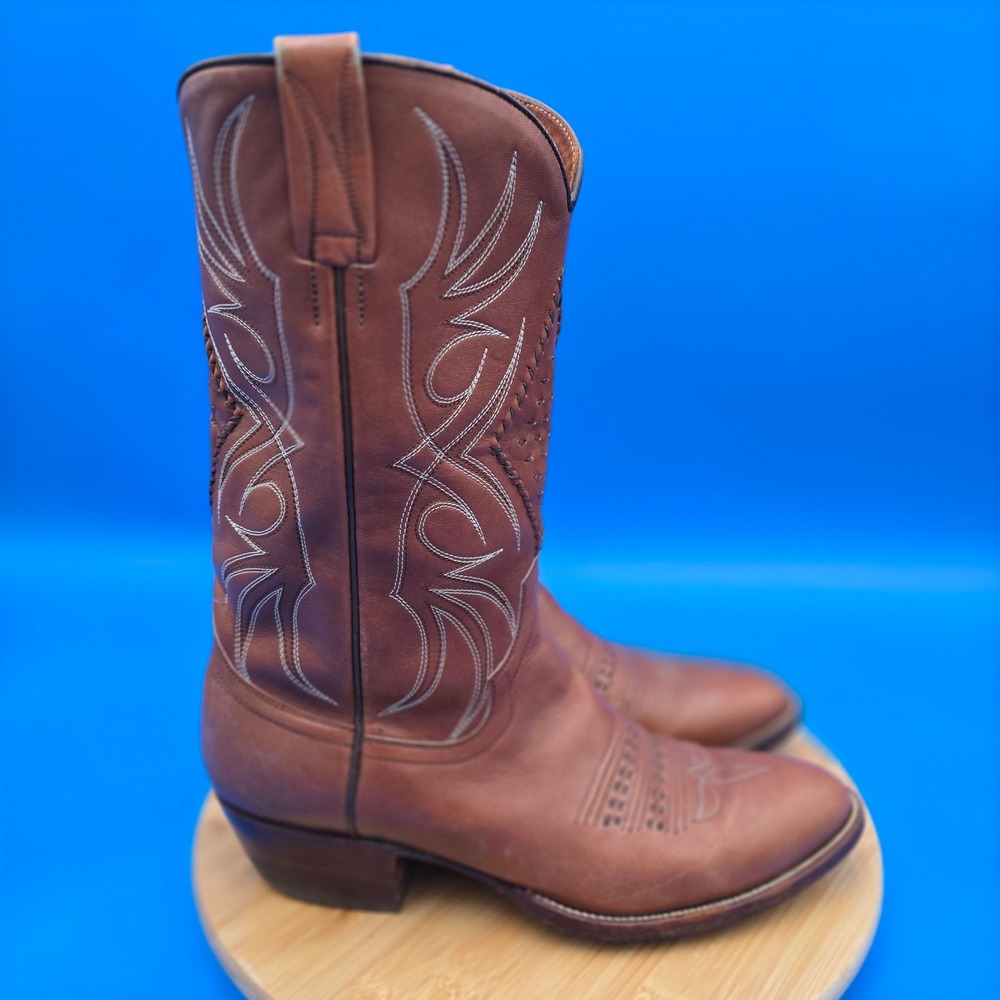 Nocona Boots Mens Leather Cowboy Western Boots Style 9007 Size 10.5D Brown‎